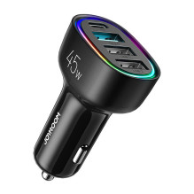 Automobilinis įkroviklis Joyroom JR-CL09, 4 prievadai, 1x USB-C PD, 1x QC3.0 USB, 2x USB (juodas)