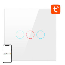 Smart Light Switch WiFi Avatto TS02-EU-W3 3 Way TUYA (balta)