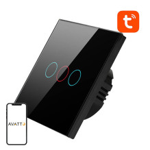 Smart Light Switch WiFi Avatto TS02-EU-B3 3 Way TUYA (black)