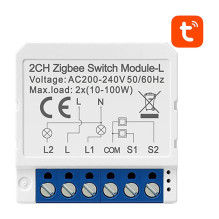 Išmanusis jungiklio modulis ZigBee Avatto LZWSM16-W2 Nėra neutralaus TUYA