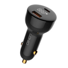 LDNIO C101 automobilinis įkroviklis, USB + USB-C, 100 W + USB-C iki Lightning kabelis (juodas)