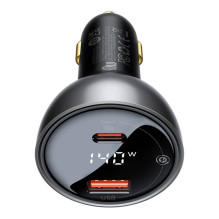 Car charger Baseus Superme, USB, USB-C, 140W (black)