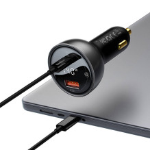 Automobilinis įkroviklis Baseus Superme, USB, USB-C, 140W (juodas)