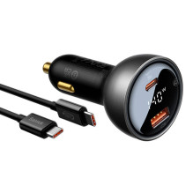 Automobilinis įkroviklis Baseus Superme, USB, USB-C, 140W (juodas)