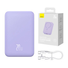 Powerbank Baseus Magnetic Mini 20000mAh, USB-C 20W MagSafe (violetinė)