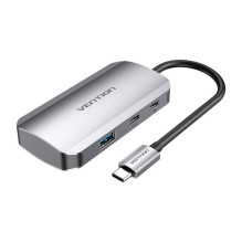 USB-C į USB-C prijungimo stotis, 3x USB3.0, PD 0,15 m Vention TNDHB, pilka