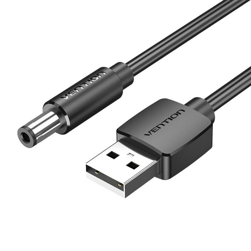 Maitinimo kabelis nuo USB 2.0 iki 5,5 mm nuolatinės srovės vamzdžio lizdas 5 V ventiliacija CEYBF 1 m (juodas)