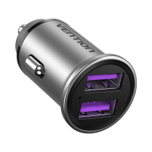 Automobilinis įkroviklis 2x USB Vention FFEH0 30W Pilka