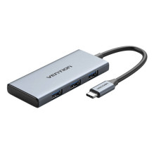 USB-C prie HDMI, 3x USB 3.0, SD, TF Hub Vention TOOHB 0,15 m pilka