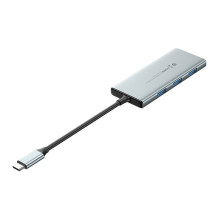 USB-C prie HDMI, 3x USB 3.0, SD, TF, PD Hub Vention TOPHB 0,15 m pilka