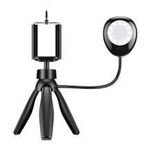 Phone holder / tripod APEXEL APL-JJ21FL with LED light (black)