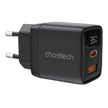 Wall charger GAN3 USB-A+C PD35W Choetech PD6052 Display (black)