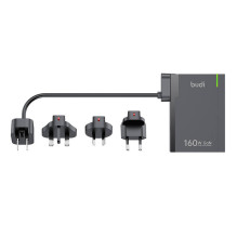 Universal Wall Charger Budi 350, GaN PD+ QC3.0, 5xUSB-C+1xUSB-A, 160W US / UK / EU (black)