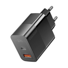 Įkroviklis USB-C+USB-A 33W Essager GaN (juodas)