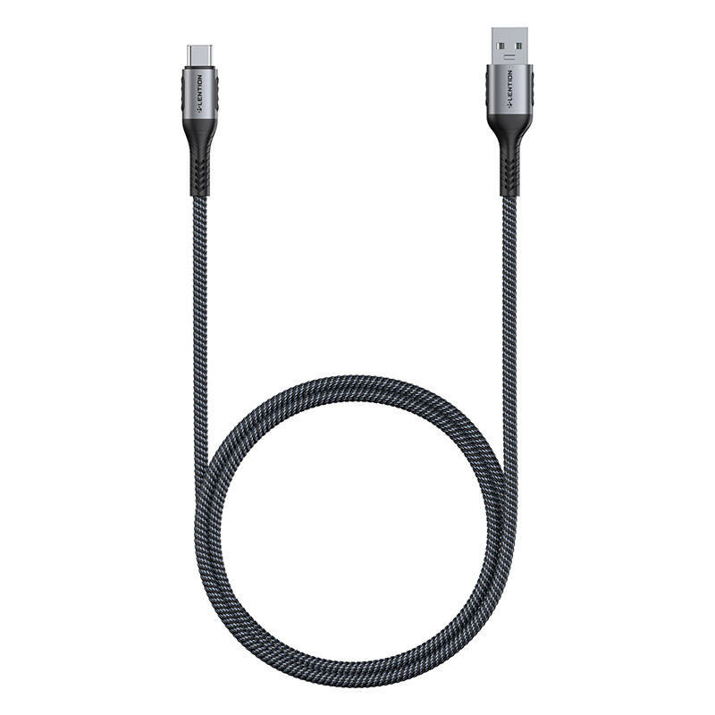 USB-A 3.1–USB-C Greito įkrovimo laidas Lention CB-ACE-6A1M, 6A, 10 Gbps, 0,5 m (juodas)