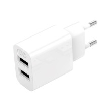 Sieninis įkroviklis XO L109 2.4A 12W 2x USB-A, USB Type-C laidas, (baltas)