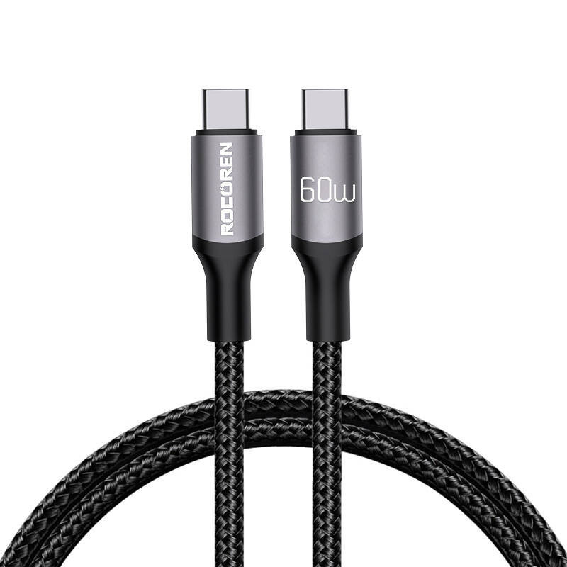 Fast Charging cable Rocoren USB-C to USB-C Retro Series 1m 60W (grey)