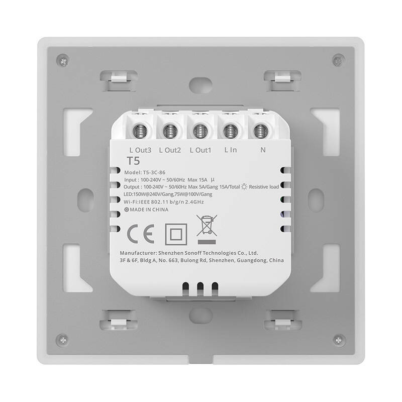 Smart WiFi Touch Wall Switch Sonoff TX T5 2C (2-channel)