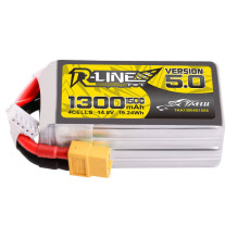 Tattu R-Line versija 5.0 1300mAh 14.8V 150C 4S1P Lipo baterijos su XT60 kištuku