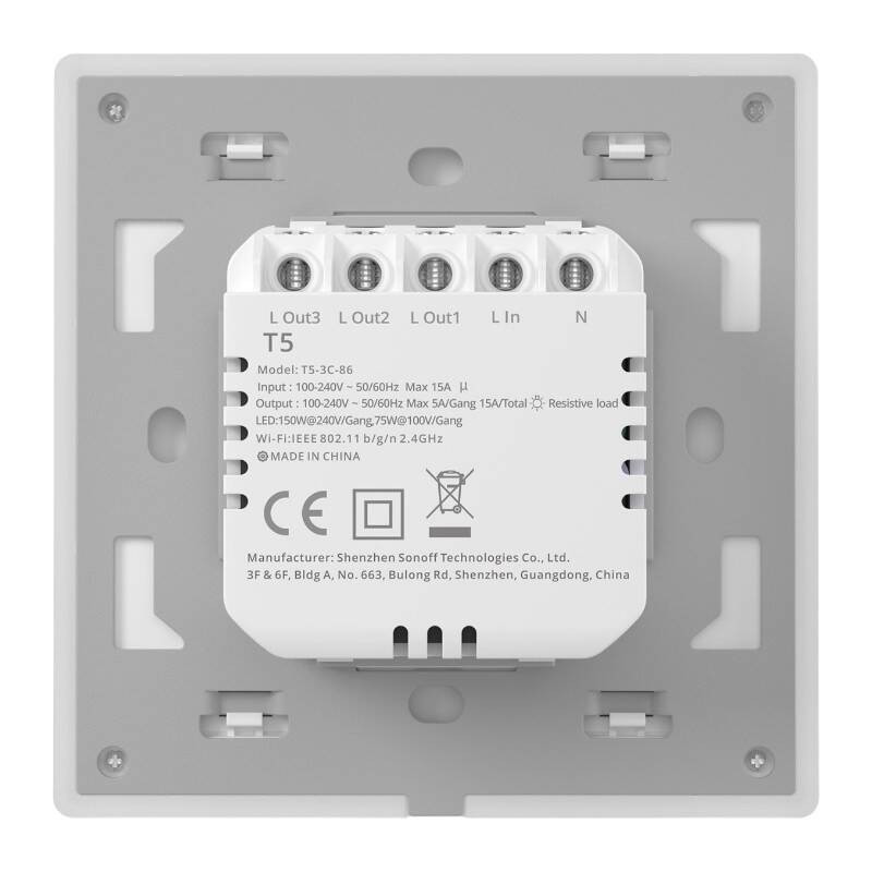 Smart Wi-Fi Touch Wall Switch Sonoff TX T5 3C (3-channel)