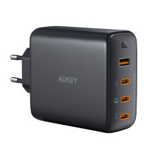 Sieninis įkroviklis Aukey PA-B7S, 1xUSB-A, 3xUSB-C, 100W GaN (juodas)