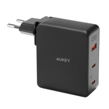 Sieninis įkroviklis Aukey PA-B7O, 1xUSB-A, 2xUSB-C, 140W GaN (juodas)