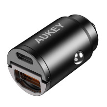 Automobilinis įkroviklis Aukey CC-A3, 1xUSB-A, 1xUSB-C, 30W (juodas)