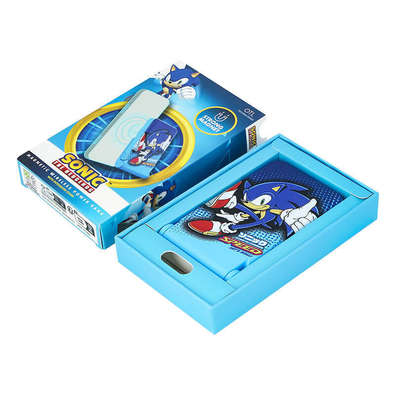 Magnetic powerbank OTL 5000 mAh, USB-C 15W, Sonic The Hedgehoh with stand (blue)