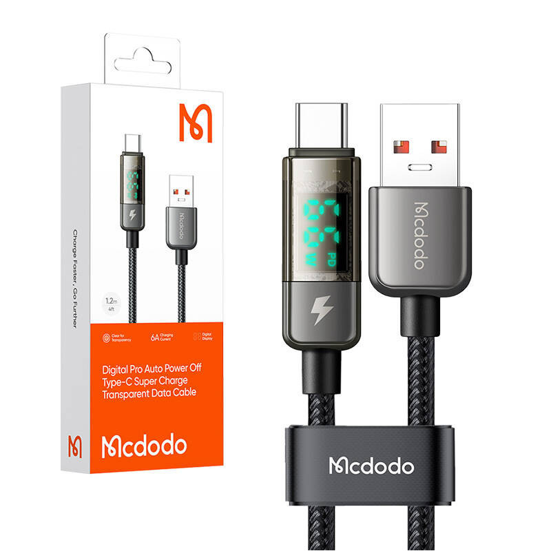 Mcdodo CA-3630 USB-A to USB-C cable, auto power off, PD 100W, 1.2m (black)