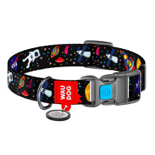 Nylon dog collar with QR code Waudog &quot;NASA&quot; size M