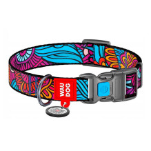 Nylon dog collar with QR code Waudog &quot;Summer&quot; size XL