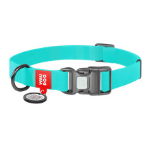 Luminous waterproof dog collar with QR code Waudog size S turquoise