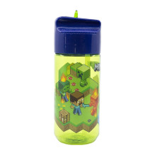 Water bottle with Straw for Kids STOR 40436 430 ml Minecraft (green&amp;blue)