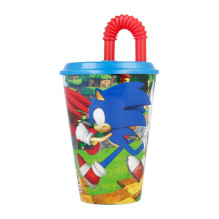 Water Cup with Straw for Kids STOR 40530 430 ml Sonic the Hedgehoh (blue&amp;red)