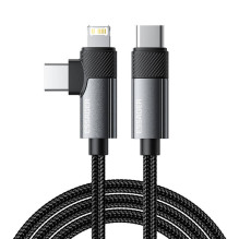 USB Essager EXCTTL-WL0G-P USB-C laidas iki žaibo + USB-C 65 W 1 m (pilka)