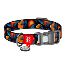 Waudog &quot;Oranges&quot; nylon dog collar with QR code, size XL