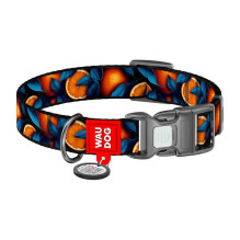 Waudog &quot;Oranges&quot; nylon dog collar with QR code, size L