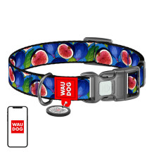 Waudog &quot;Fig&quot; nylon dog collar with QR code, size M