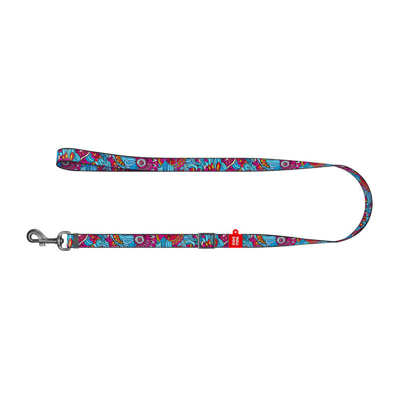 Waudog nylon dog leash, &quot;Summer&quot; pattern, 25 mm wide, length 152-183 cm