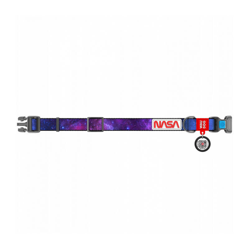 Waudog nylon dog collar with QR code &quot;NASA21&quot;, size XL