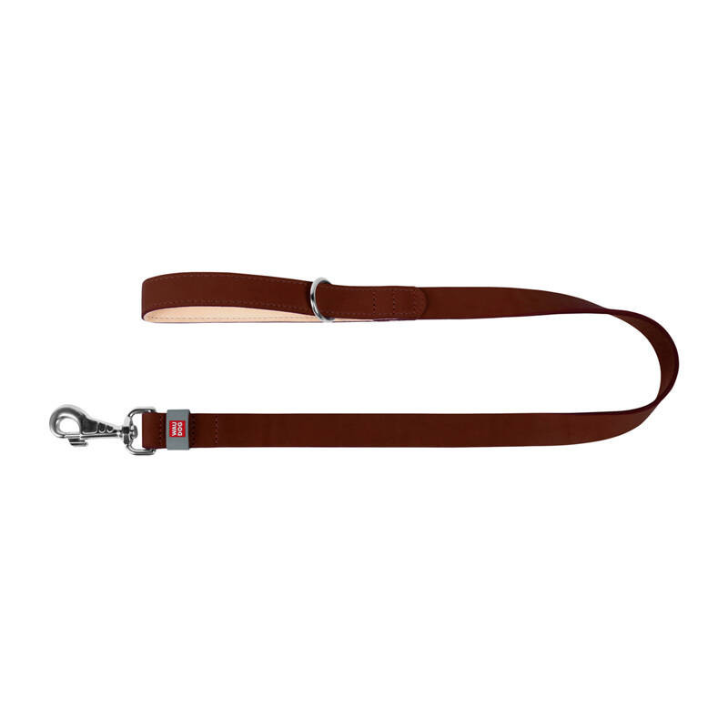 WAUDOG natural leather dog leash 20 mm wide, 122 cm long brown