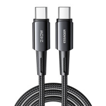 USB-C arba USB-C laidas, „Essager“, EXCTT3-CGA0G-P, 240 W, 2 m (juodas)