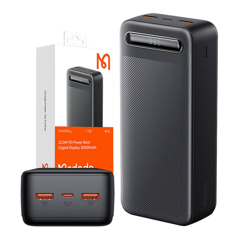 Power Bank Mcdodo MC-3911 Digital Display 30000mAh, 22.5W do D (czarny)