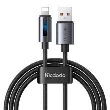 „Mcdodo CA-5660“ USB-A ir „Lightning“ laidas su mirksinčia lempute 1,2 m (juodas)