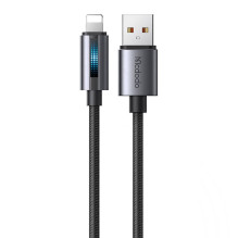 „Mcdodo CA-5660“ USB-A ir „Lightning“ laidas su mirksinčia lempute 1,2 m (juodas)