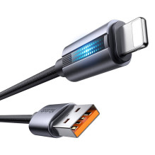 „Mcdodo CA-5660“ USB-A ir „Lightning“ laidas su mirksinčia lempute 1,2 m (juodas)