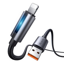 „Mcdodo CA-5660“ USB-A ir „Lightning“ laidas su mirksinčia lempute 1,2 m (juodas)