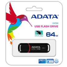 MEMORY DRIVE FLASH USB3.1 64GB / BLACK AUV150-64G-RBK ADATA