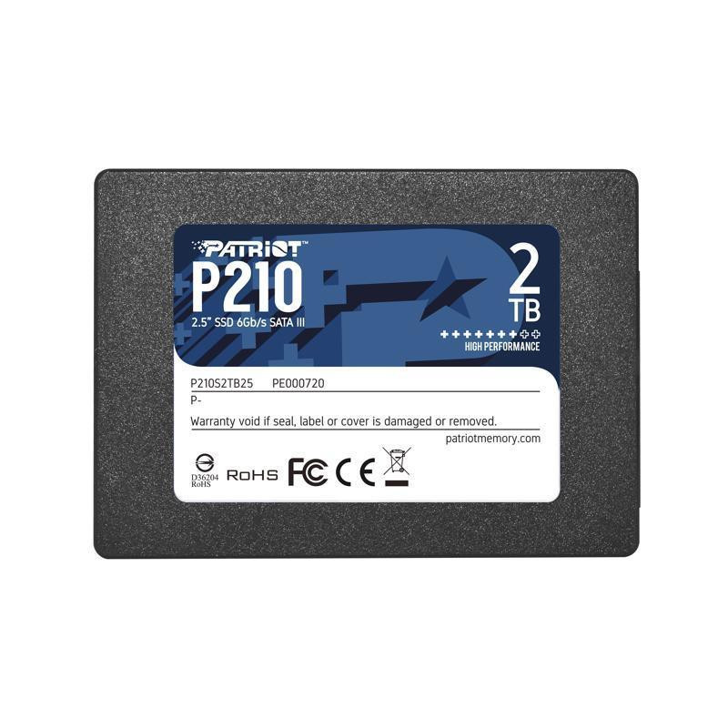 SSD, PATRIOT, P210, 2TB, SATA 3.0, Write speed 430 MBytes / sec, Read speed 520 MBytes / sec, 2.5&quot;, TBW 960 TB, P21