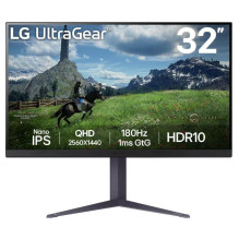 LCD Monitor, LG, 31.5&quot;, Panel IPS, 2560x1440, 16:9, 180Hz, 1 ms, Pivot, Height adjustable, Tilt, Colour Black, 32GS